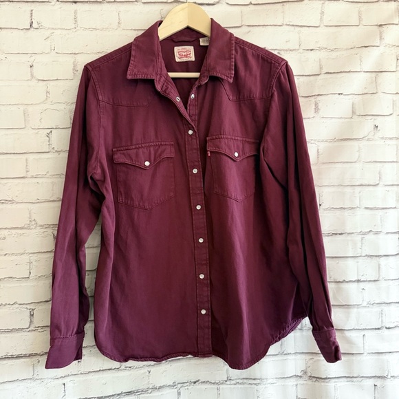 Levi's Tops - Levi's Dark Red‎ Collared Western Shirt
